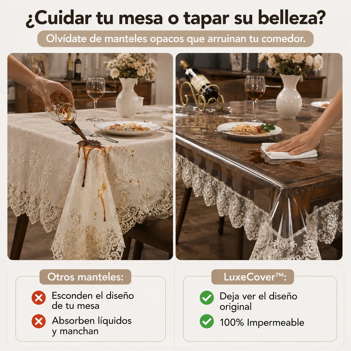 LuxeCoverpro™ Mantel Transparente Lavable