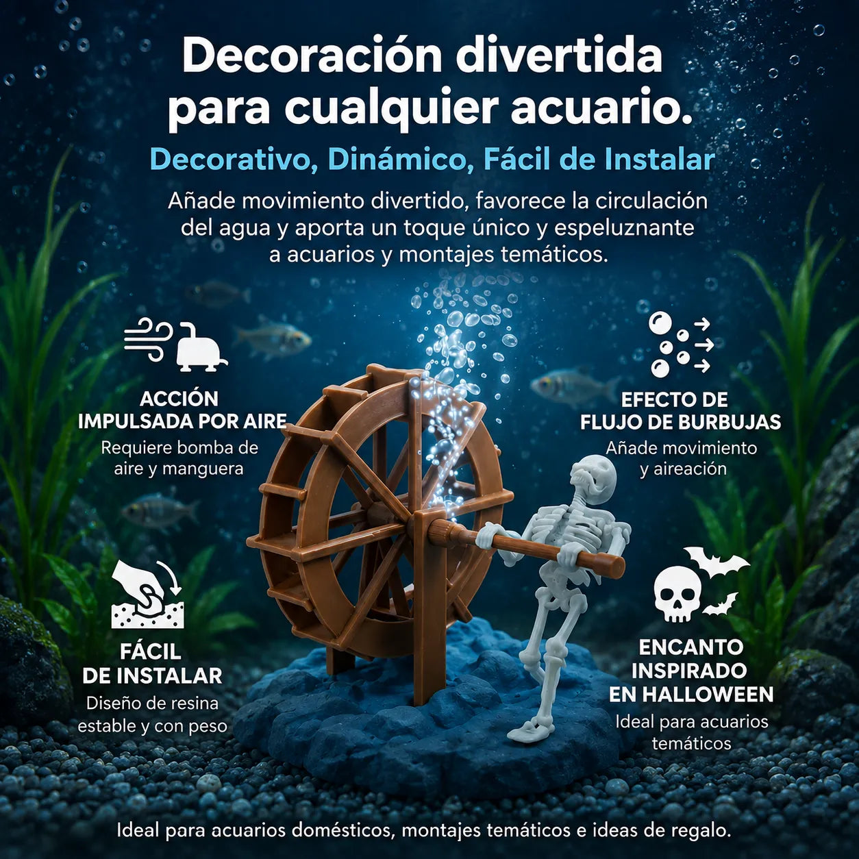 AquaSkeleton™ Esqueleto Dinámico para Acuario (Con Bomba) 🩻🫧