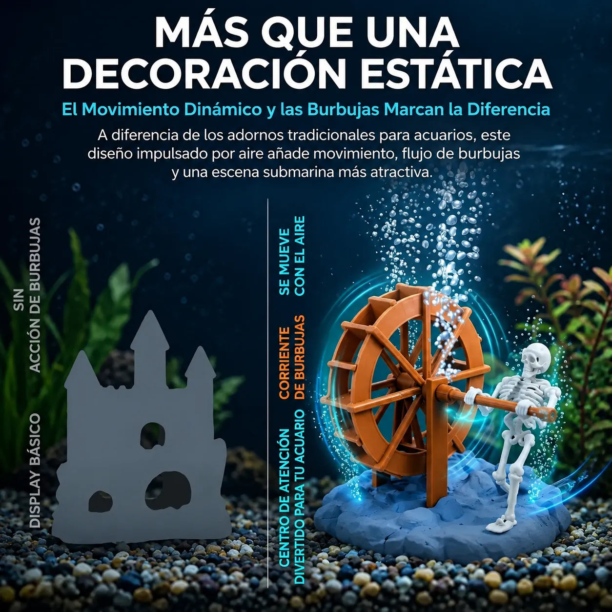 AquaSkeleton™ Esqueleto Dinámico para Acuario (Con Bomba) 🩻🫧