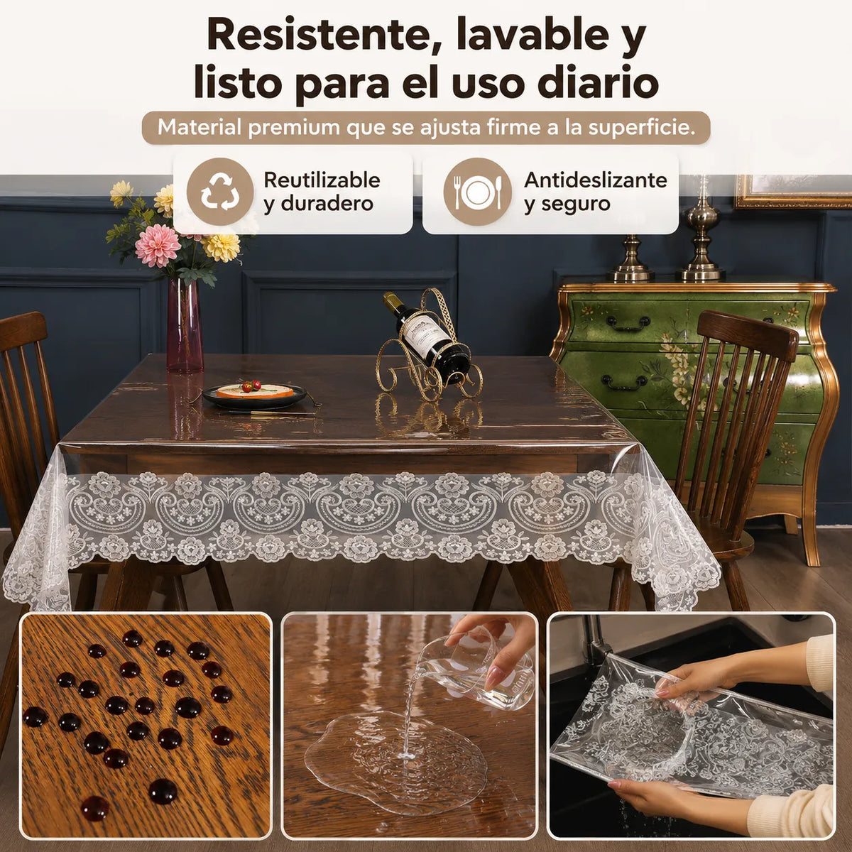 LuxeCoverpro™ Mantel Transparente Lavable