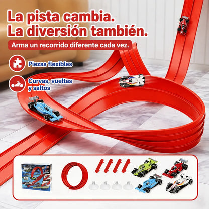 MagicTrackPro™  Pista de Carreras Flexible INCLUYE 4 MINI CARROS