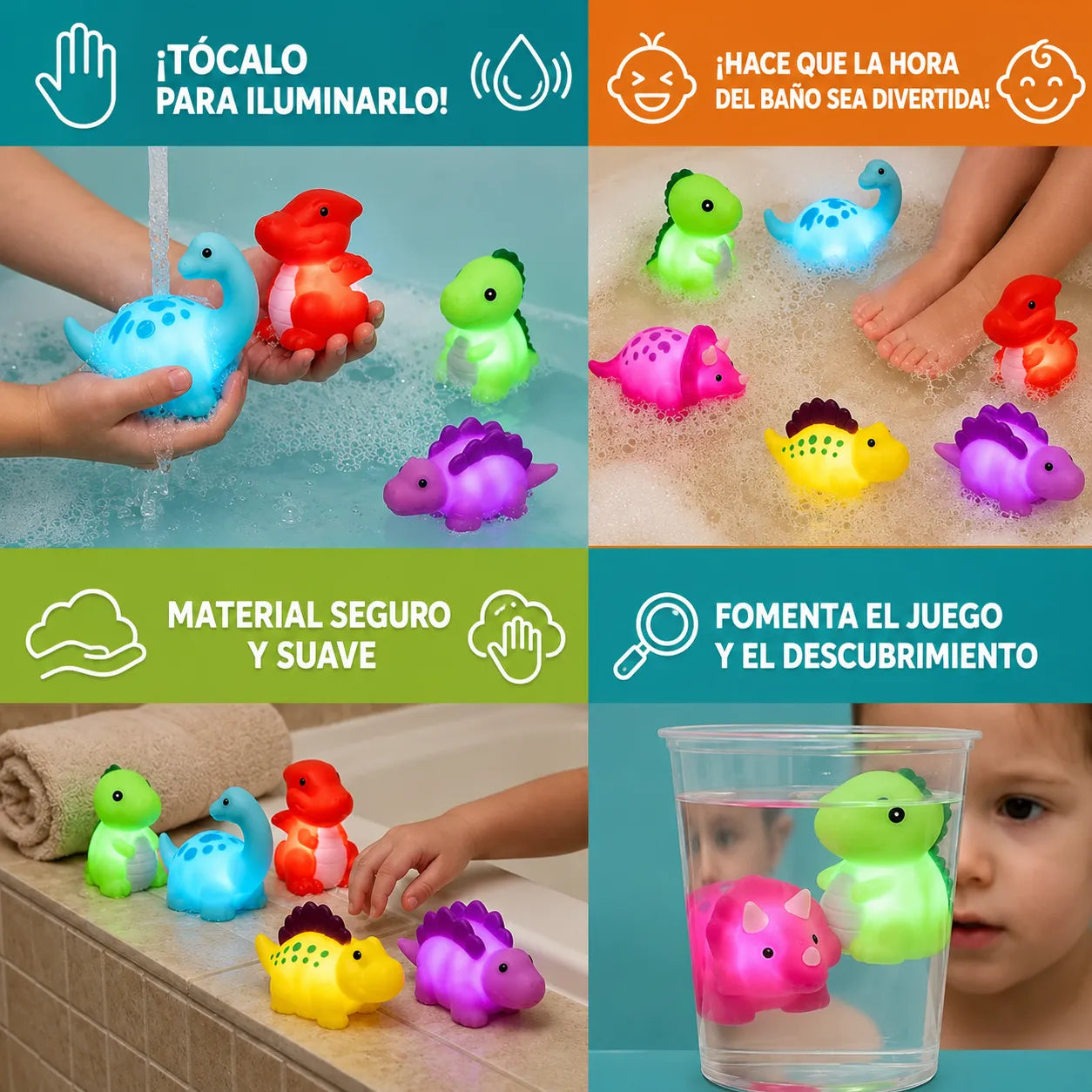 DinoGlow™ Juguetes Luminosos de Dinosaurio (Set x6 - Oferta Paga 2 Lleva 4) 🦕✨