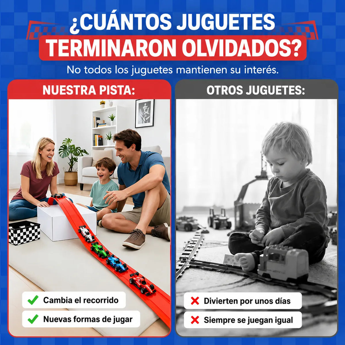 MagicTrackPro™  Pista de Carreras Flexible INCLUYE 4 MINI CARROS