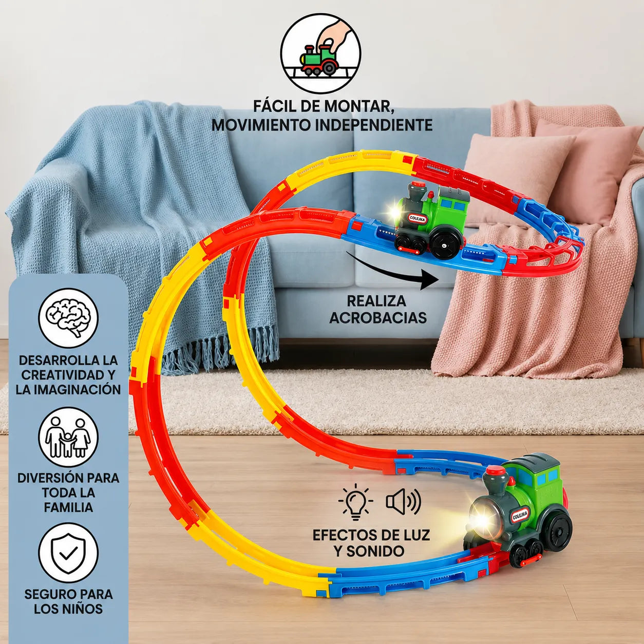 🚂 RollerTrain™ Tren Montaña Rusa Giros 360°, Luces y Sonido 🎢✨