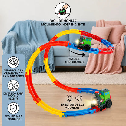🚂 RollerTrain™ Tren Montaña Rusa Giros 360°, Luces y Sonido 🎢✨