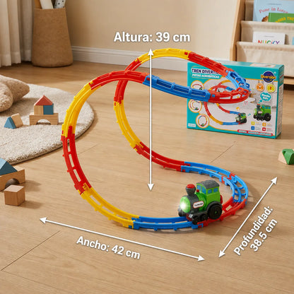 🚂 RollerTrain™ Tren Montaña Rusa Giros 360°, Luces y Sonido 🎢✨
