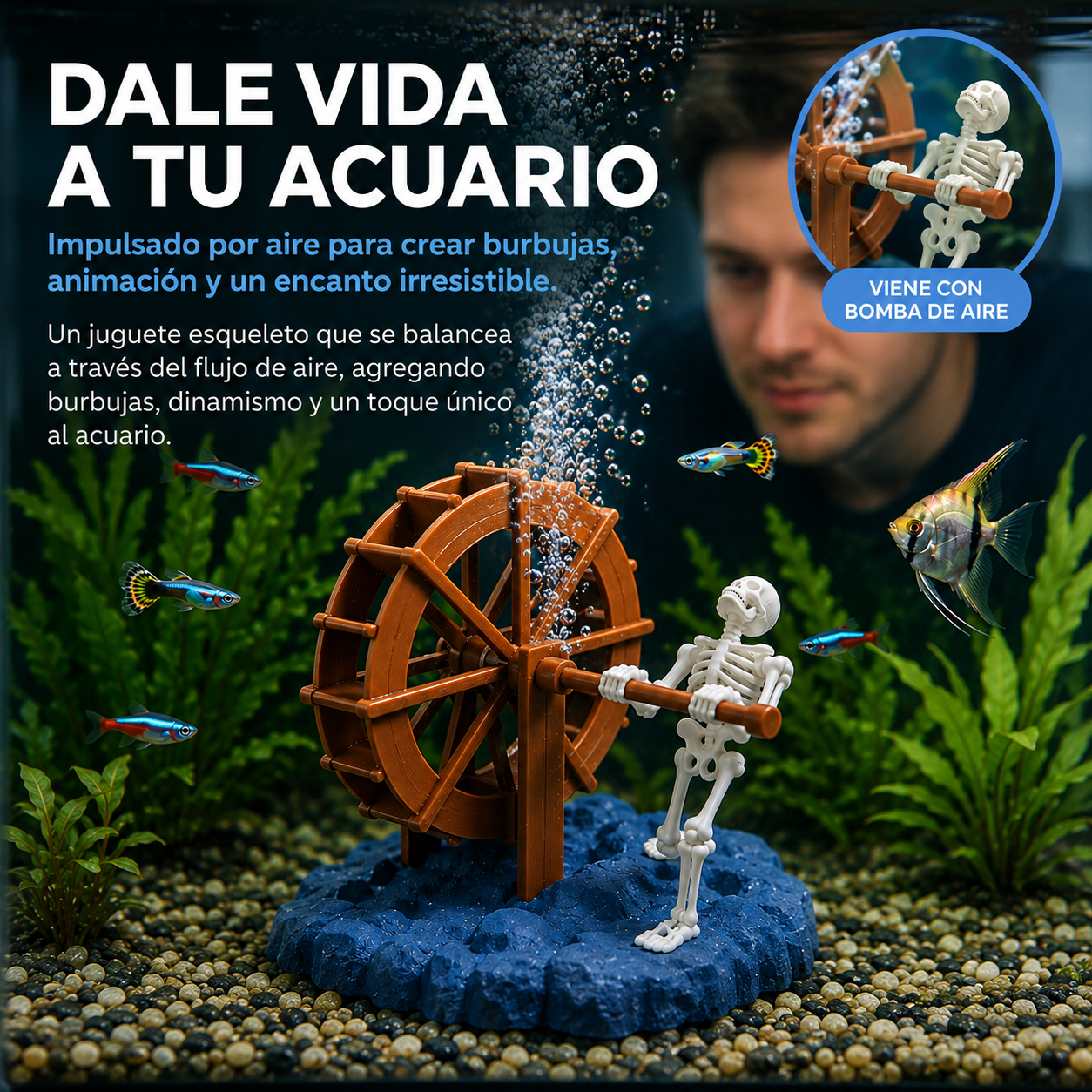 AquaSkeleton™ Esqueleto Dinámico para Acuario (Con Bomba) 🩻🫧