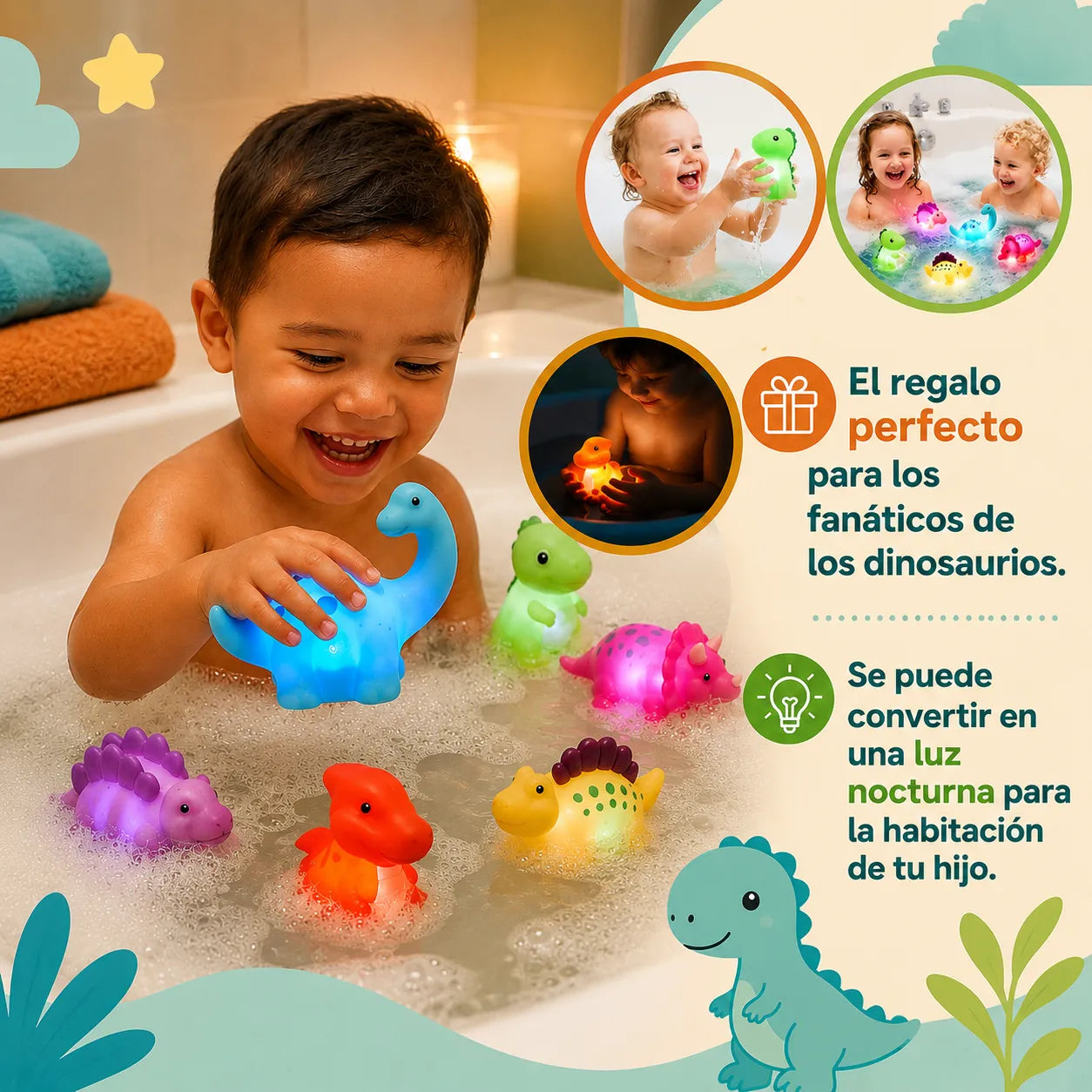 DinoGlow™ Juguetes Luminosos de Dinosaurio (Set x6 - Oferta Paga 2 Lleva 4) 🦕✨