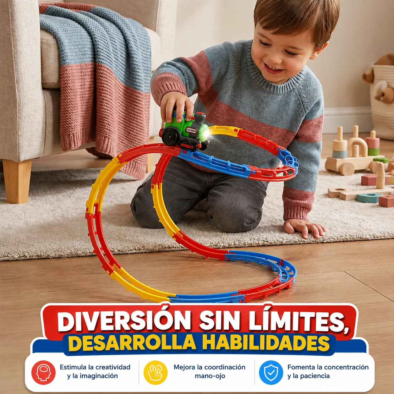 🚂 RollerTrain™ Tren Montaña Rusa Giros 360°, Luces y Sonido 🎢✨