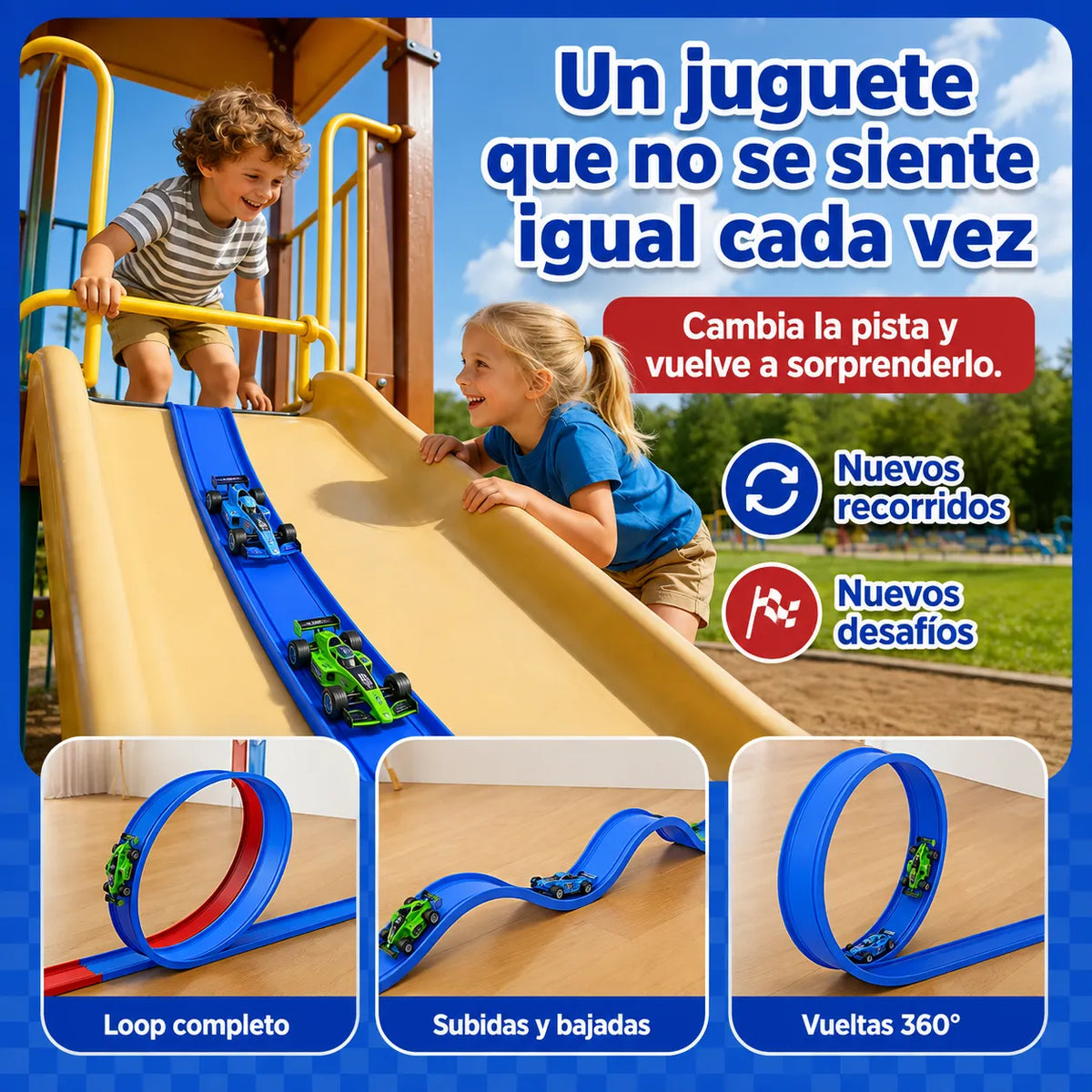 MagicTrackPro™  Pista de Carreras Flexible INCLUYE 4 MINI CARROS