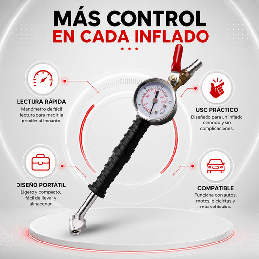 MaxInflate Pro™ Inflador de Neumáticos con Manómetro Integrado🧰