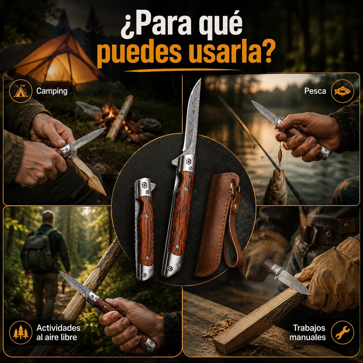 TitanSharpro™ Navaja plegable Mango de Madera